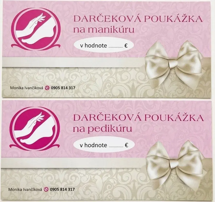 Darčekové poukážky Salón MOMA na manikúru a pedikúru